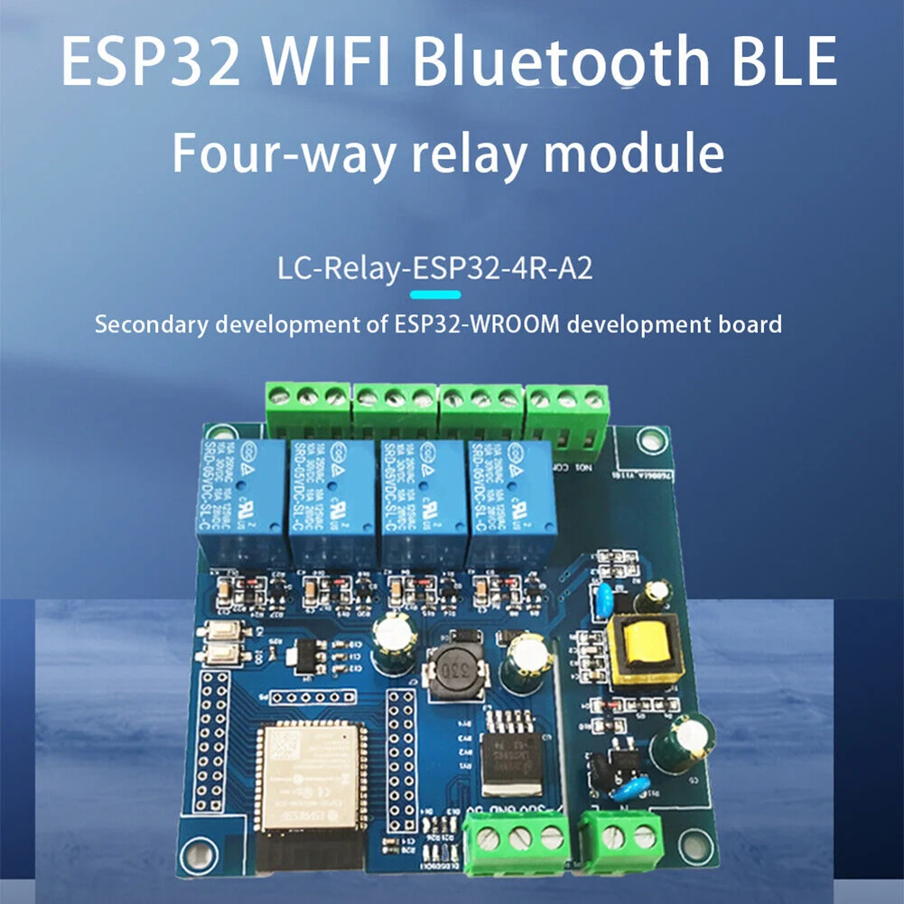 

4-Канальный Релейный модуль переменного/постоянного тока ESP32 WIFI Bluetooth Стандартная плата разработки поддерживает высокий и низкий триггер