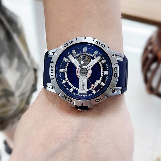 Мужские автоматические часы HANBORO роскошные модные механические наручные