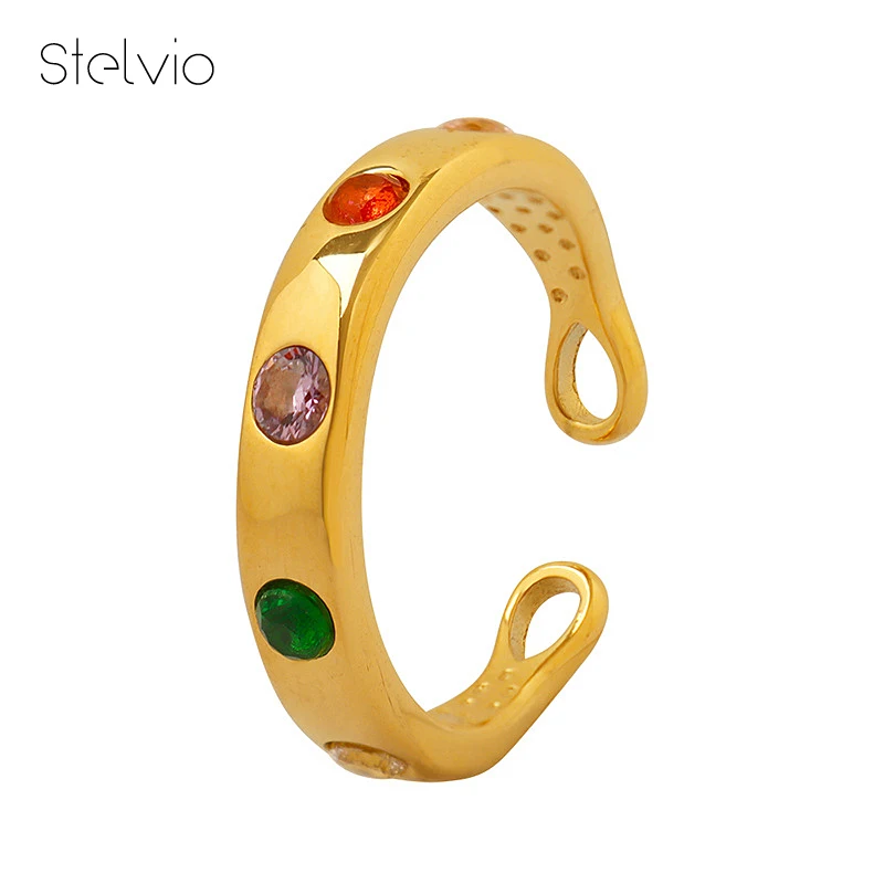 

INS Light Luxury High Quality Personalized Colored Zirconia Open Ring for Women Titanium Steel Jewelry Does Not Fade