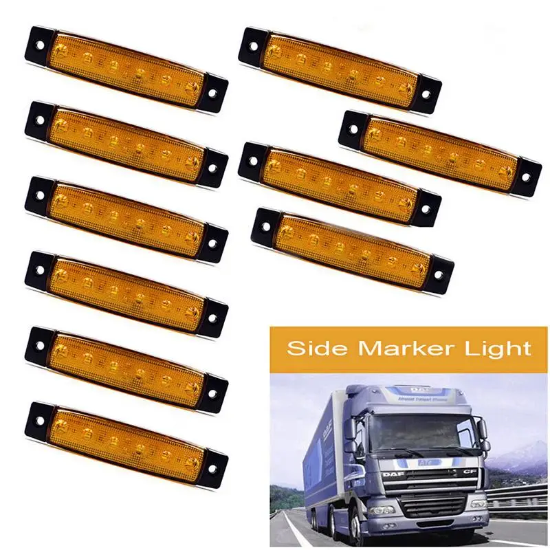 

10 PCS 6LED/pc AUTO Signal Indicator Side Marker Lamp Rear Lights Clearance Tail Lights for Bus Truck Van Caravan RV Lorry