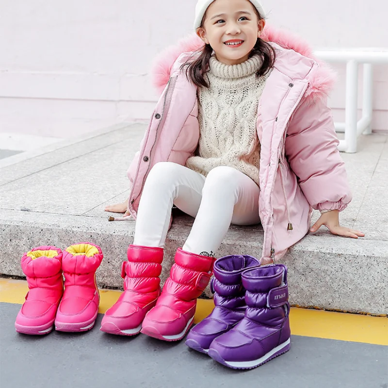 

Snow Boots Boys Girls Warm Fur Winter Boots Children Shoes Short Boots Outdoor Ankle Child Sport Shoes Kids Fashion Sneakers