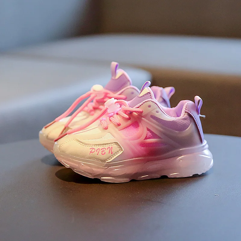 

Children's Lace-up All-match Non-slip Gradient Cute Girl Sneakers 2022 Spring Breathable New Running Shoes for Boys Korean Kids