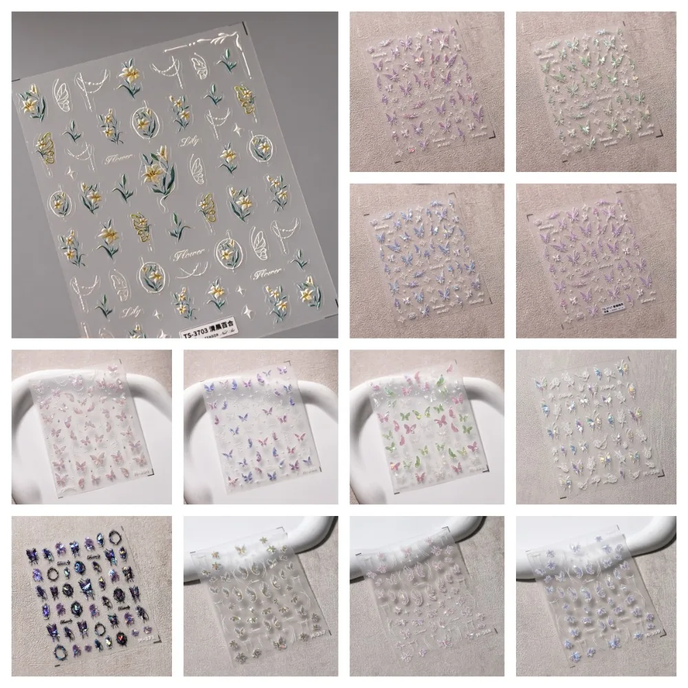 Наклейки для ногтей с цветком тюльпана лилии цветы листья цветочные украшения
