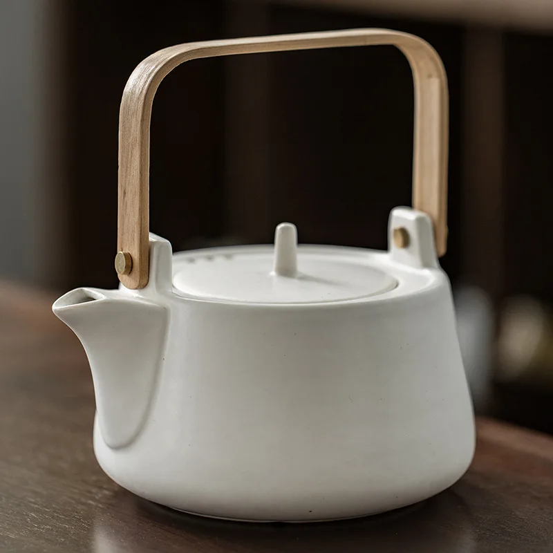 

720ML/1000ML Ceramic Boiling Teapot Household Filter Teapot Black Teapot Lifting Beam Kettle Tea Kettle Tea Set Tea Accessories