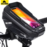 wild man rainproof bicycle bag hard shell bike front bag touch screen cycling bag 6 7 inch phone case bag bicycle accessories