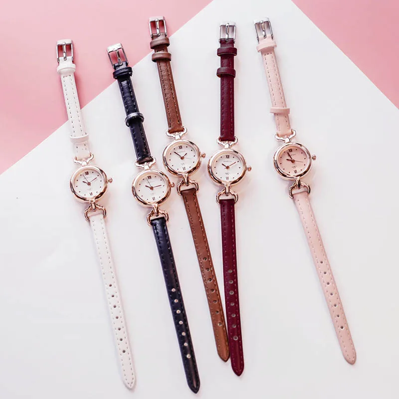 

Fashion Women Simple Quartz Wrist Watch PU Leather Strap Mini Thin Dial Watches Girl Watch