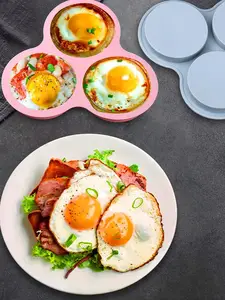 Moule à œufs antiadhésif réutilisable pour friteuse à air, poêle à muffins  en silicone, moules à hamburger, poêle à pain, ustensiles de cuisson, 3  cavités - AliExpress