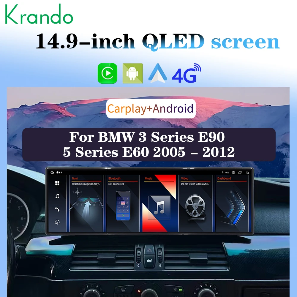 Krando 14 9 ''Беспроводная Автомагнитола для BMW 3 серии E90 5 E60 2005 - 2012 Android 4G Wifi