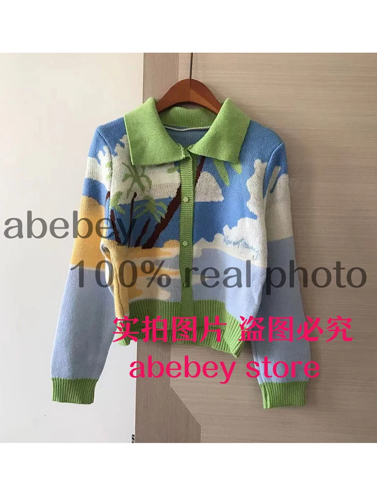 Женский вязаный кардиган с отложным воротником ZA зеленое и желтое пальто длинным