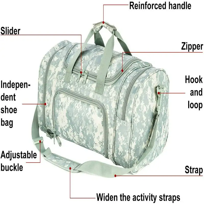Stylish, Robust and Durable Mens Army Military Travel Gym Bag for Hiking, Trekking, Sports and Outdoor Activities.