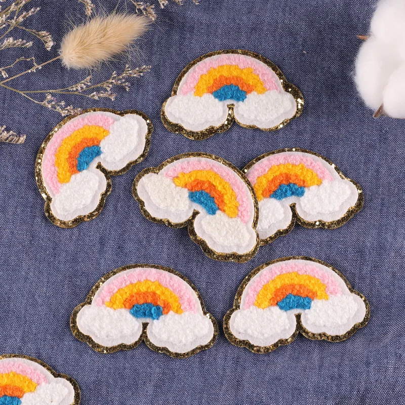 

1Pcs Rainbow Chenille Embroidered Patch Cute Badge Patches for Clothes for Children Clothing Thermoadhesive Women's T-shirt Logo