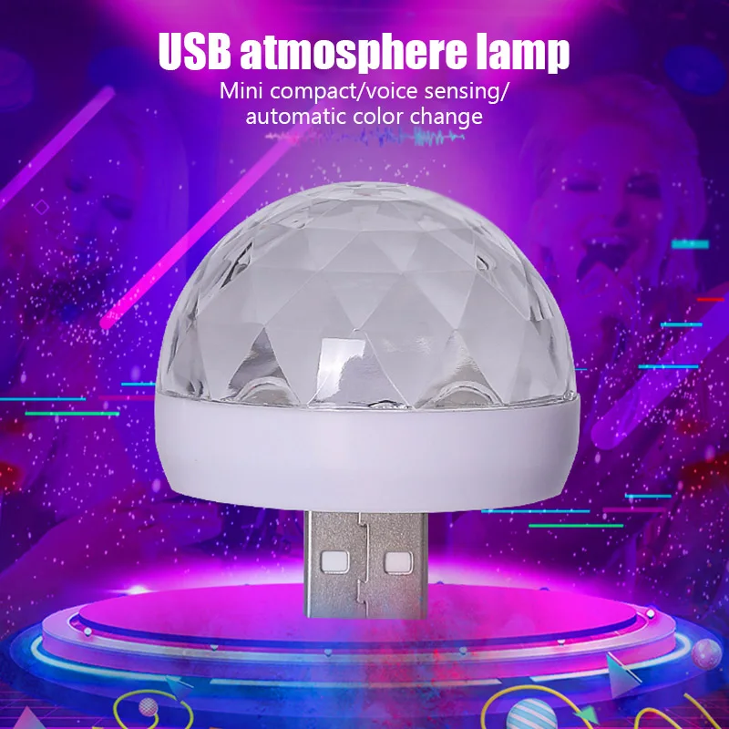 

Автомобильный USB-светильник DJ RGB, цветной светодиодный мини-светильник с музыкальным звуком, с USB-интерфейсом, для праздников, вечеринок, инт...