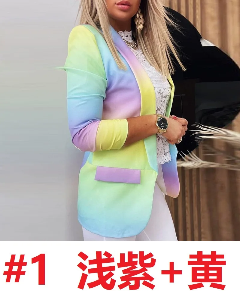 Autumn and Winter Women's Long-sleeved Small Suit 2023 New Tie-dye Temperament Professional Slim Top Jacket