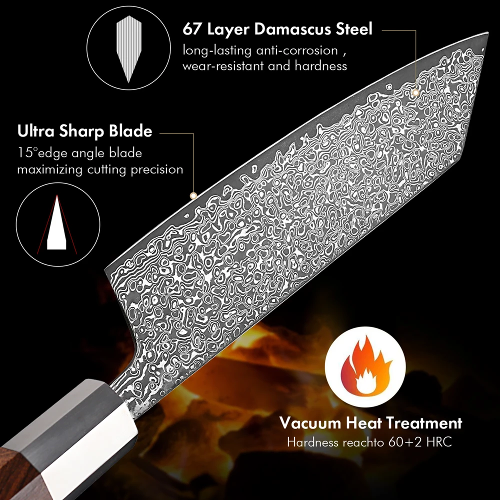 Японский нож шеф-повара Kiritsuke TURWHO кухонные резцы из дамасской стали острый Кливер