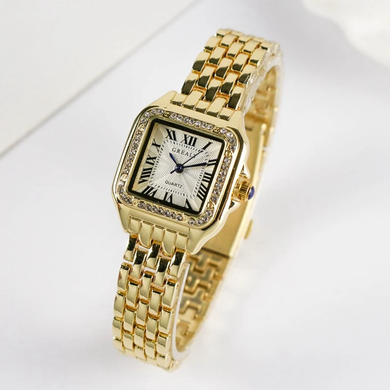 Women's Fashion Square Watches 2021 Brand Ladies Quartz Wristwatch Classic Silver Simple Femme Steel Band Clock Zegarek Damski