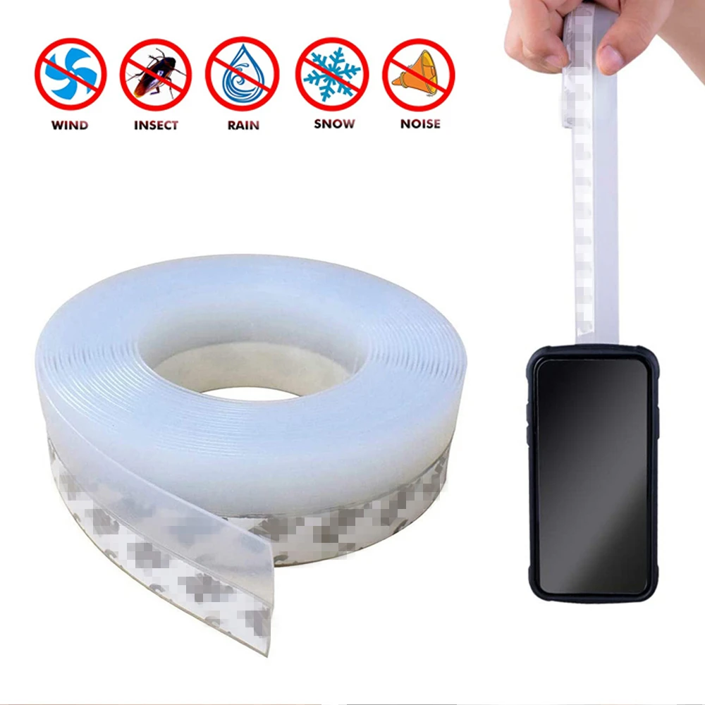 

5M Seal Strip Door Bottom Window Rubber Weatherstrip Windproof Dust Self Adhesive Windshield Sealing Tape