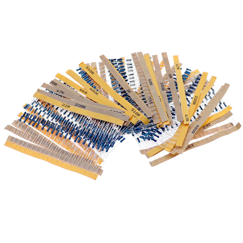 600 шт./кор. 30 видов сопротивление 1/4 Вт 1% комплект металлопленочных резисторов