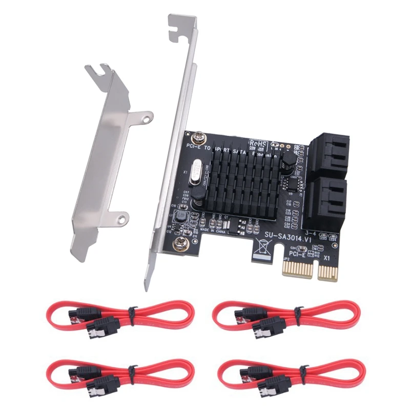 

4-портовая карта расширения SATA III, 6 Гбит/с, PCIe 1X на SATA 3,0