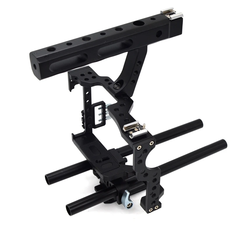 

15MM Rod System Camera Cage With Top Handle Grip Baseplate Compatible Arca-Type For Sony A7C A7S2 A7II A7 A6300 GH4