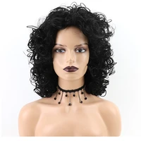 short afro curly wig for women synthetic fluffy shoulder length loose wave hair with natural looking black 16