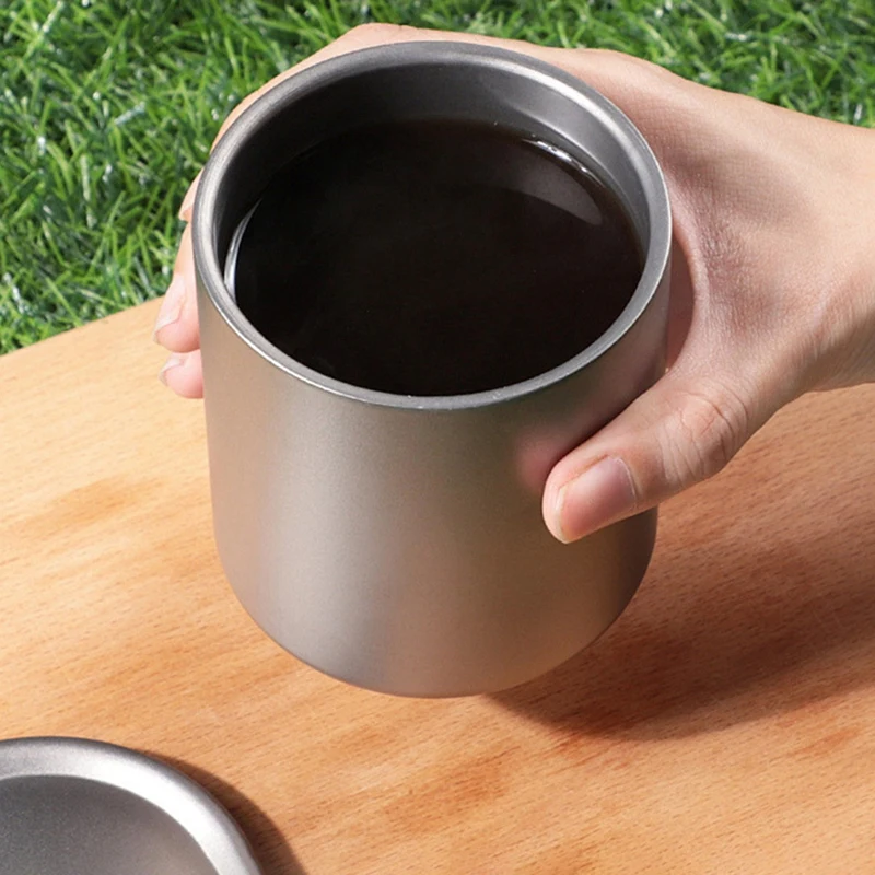 Титановая чашка для воды с двойными стенками кофе и чая дома офиса кемпинга