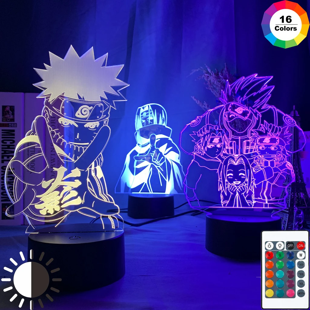 Светодиодный ночник с 3d рисунком из аниме Наруто удзумаки светодиодный