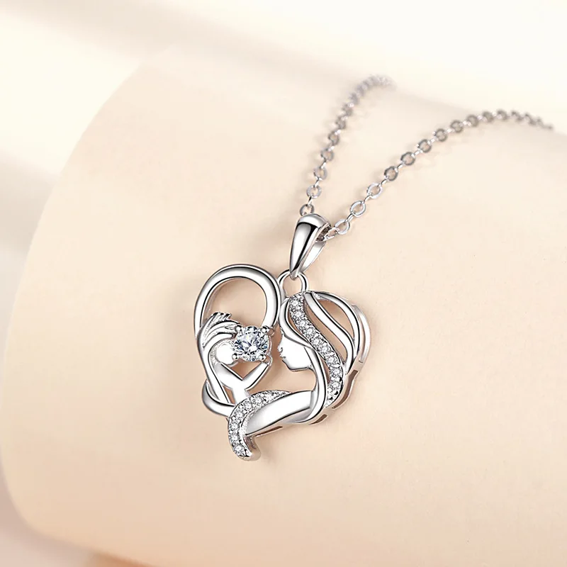 

Perfso mother's love sterling silver s925 necklace mom heart shaped love necklace hot selling mother's day gift
