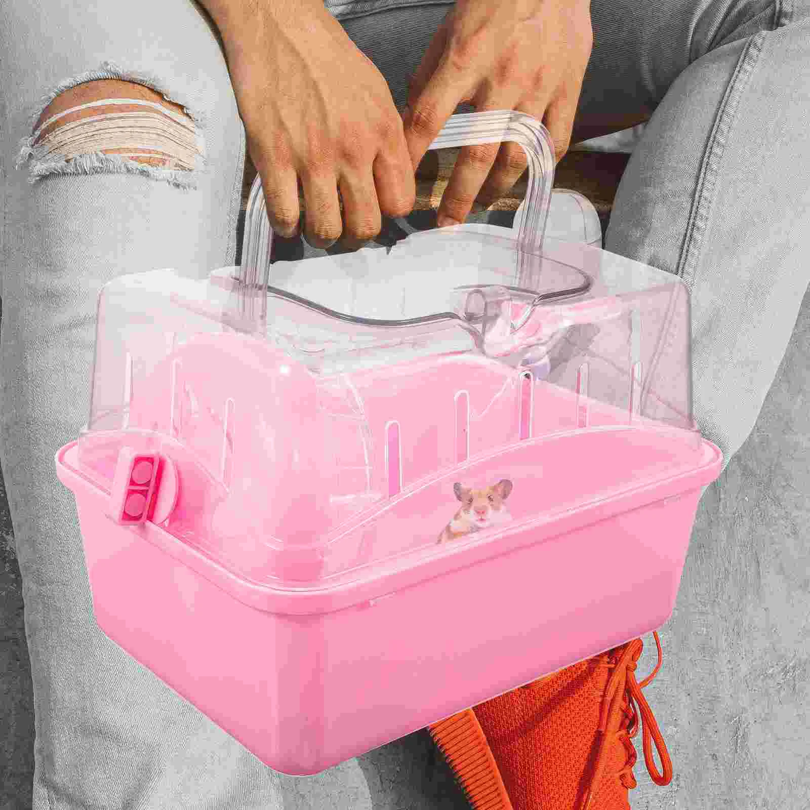 

Hamster Cage Small Containers Pet Guinea Case Outdoor Carrier Plastic Transparent Carrying Holder Household Travel Rodent