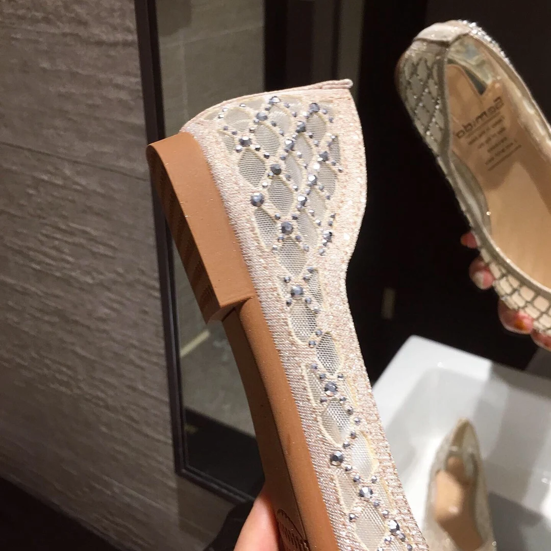 Womens Loafers 2023 Spring Summer Pointed Toe Flat Shoes Mesh Metal Designer Low Heel Casual Ladies Shoes