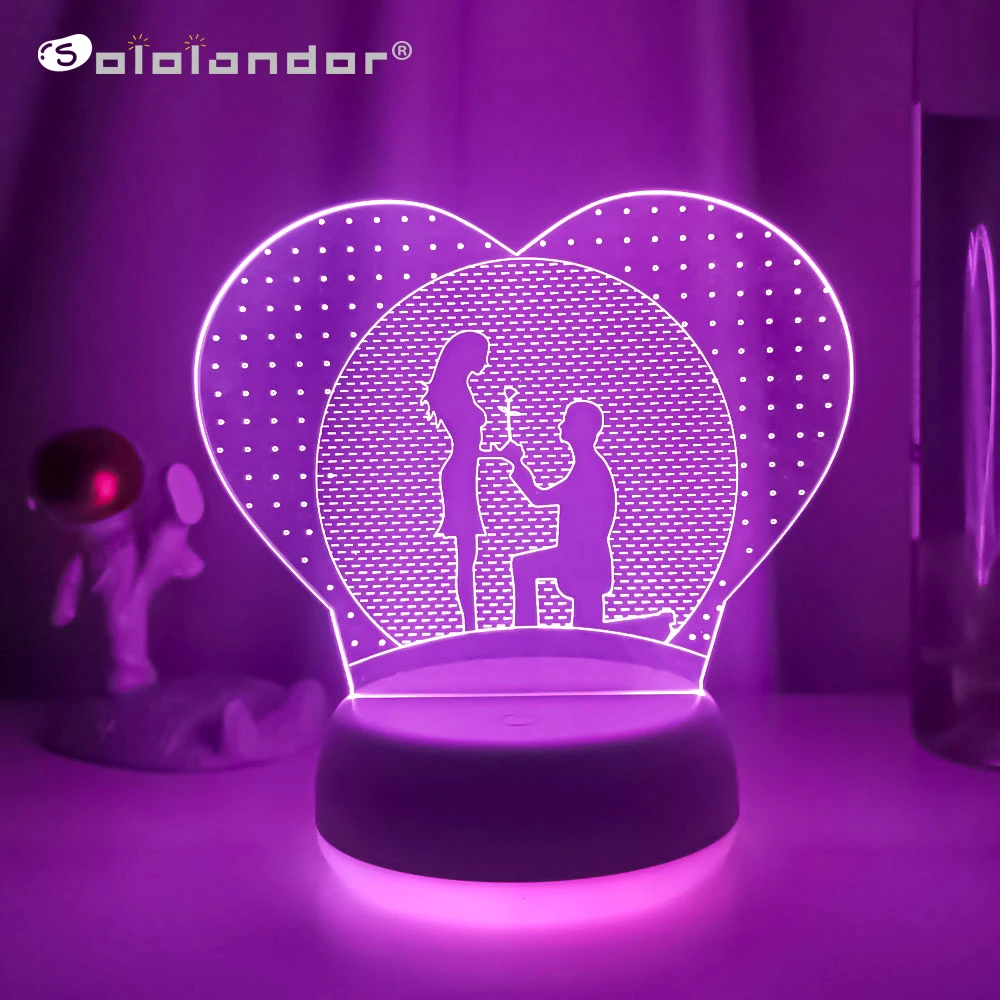 

Newest Kids Light Night 3D LED Night Light Creative Table Bedside Lamp Romantic proposal light Kids Gril Home Decoration Gifts