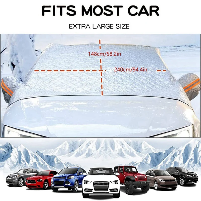 

240X148CM Car Windshield Cover Winter Windshield Protective Cover Snow Cover Suitable for Most Vehicles