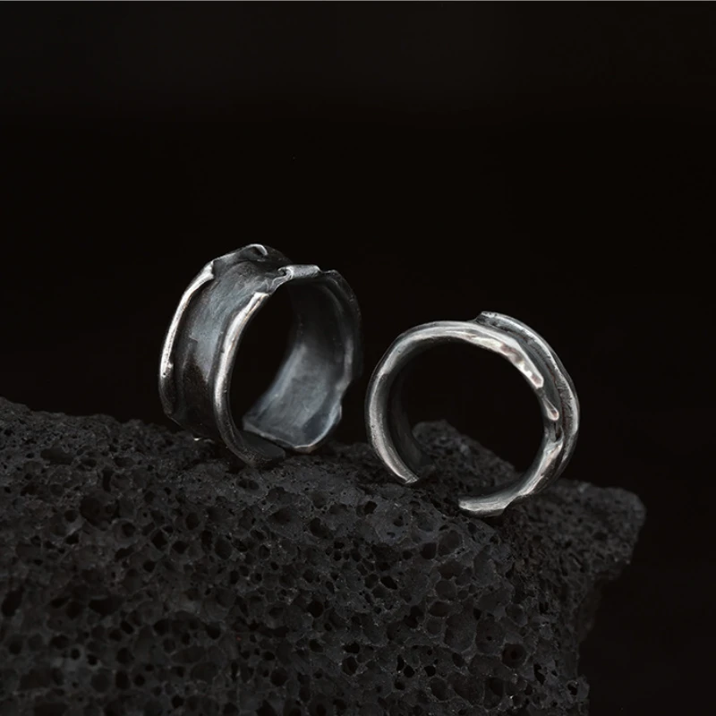 

Vintage Couple Fashion Ring Opening Adjustable Thai Silver Ring for Women Men Jewelry