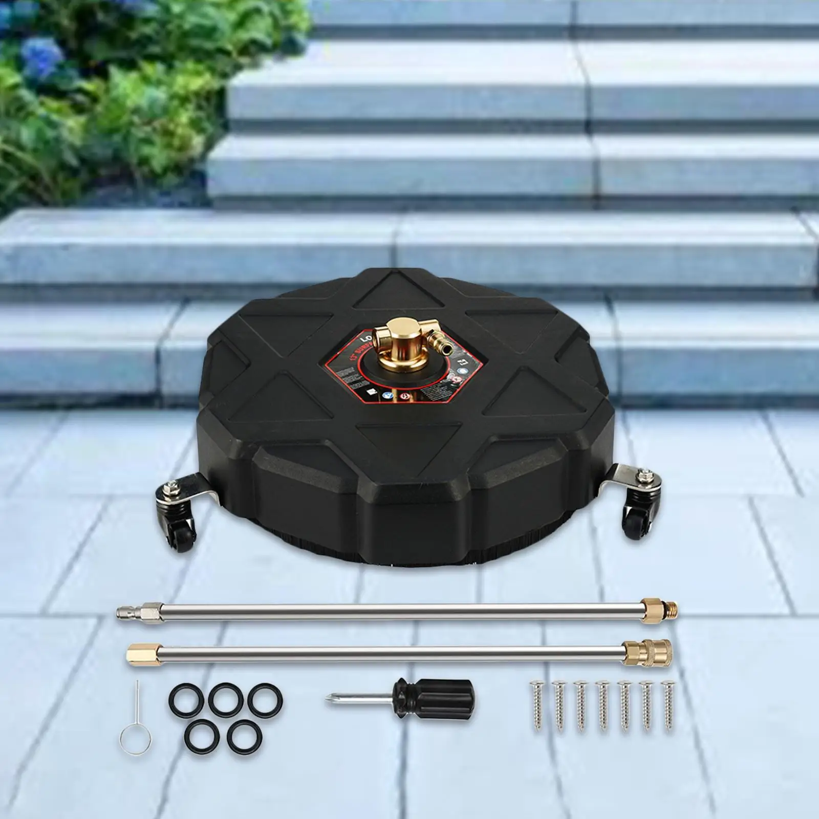 13'' Driveway Power Washer Rotating Sturdy with Wheels 2500 PSI Max Pressure High Pressure Flat Surface Cleaner for Park Walkway