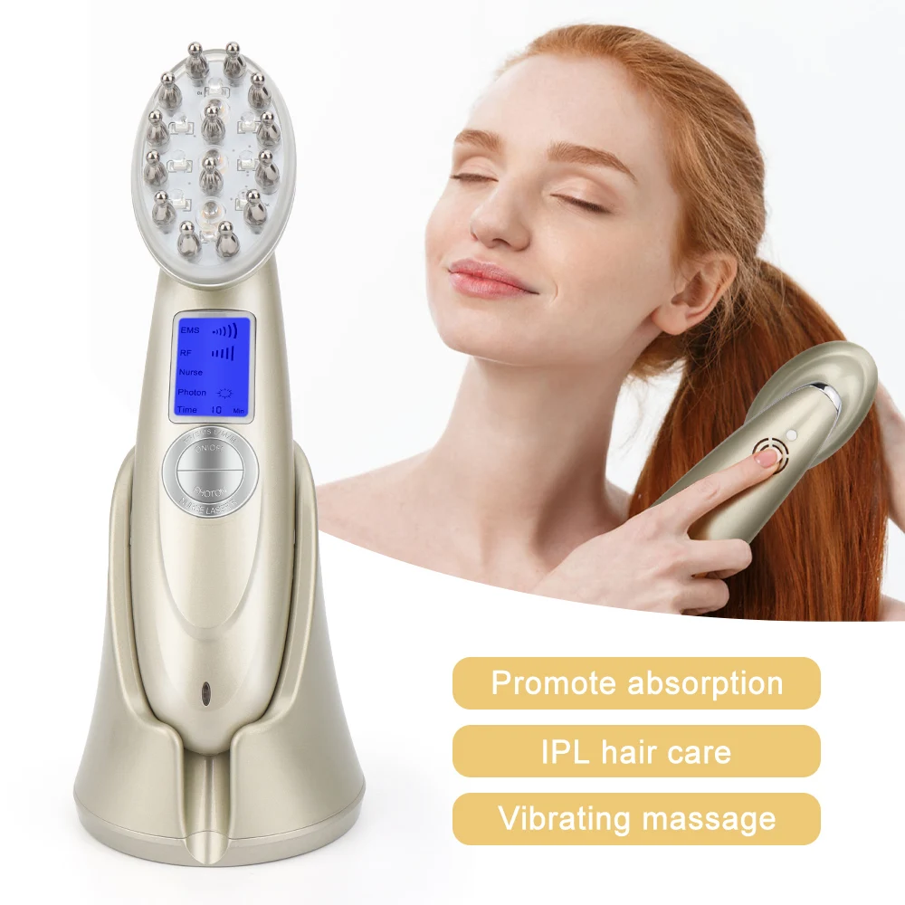 

Electric Laser Hair Growth Comb Anti Hair Loss LED Infrared Therapy Massage Hair Brush RF EMS Vibration Scalp Hair Care Comb