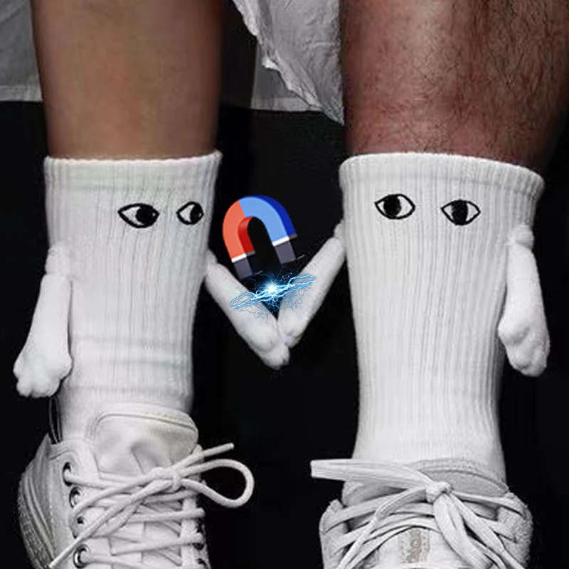 

Funny Magnetic Suction Holding Socks Pure Cotton Sock Cartoon Three-Dimensional Stockings Summer Fashion Couple Mid Tube Socks