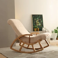 loveseat sofa solid wood rocking chair home nordic adult rocking chair elderly lounge chair nap balcony bedroom fabric relaxed