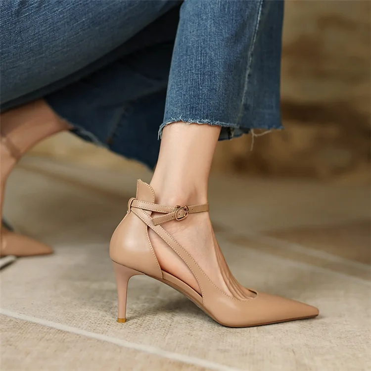 Summer New Fashion French Fashion Ladies Pointed Toe Strap Stiletto Shoes Hollow Roman Toe Sandals Women Elegant Banquet Shoes
