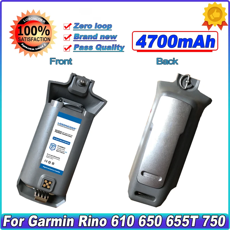 

LOSONCOER 4700mAh New 011-02526-31 For Garmin Rino 610 650 655T Battery