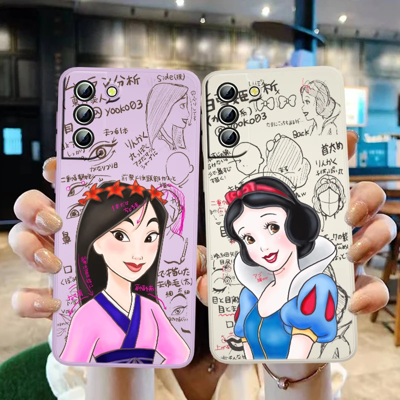 

Disney Mulan Snow White Phone Case For Samsung Galaxy S22 S21 S20 S10 S9 Ultra Plus Pro FE Lite Liquid Candy Color Shell Fundas