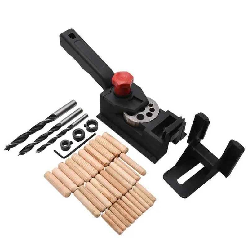 

3-in-1 Woodworking Doweling Jig Kit Adjustable Drilling Guide Tenon Puncher Locator for Furniture Connecting Carpentry