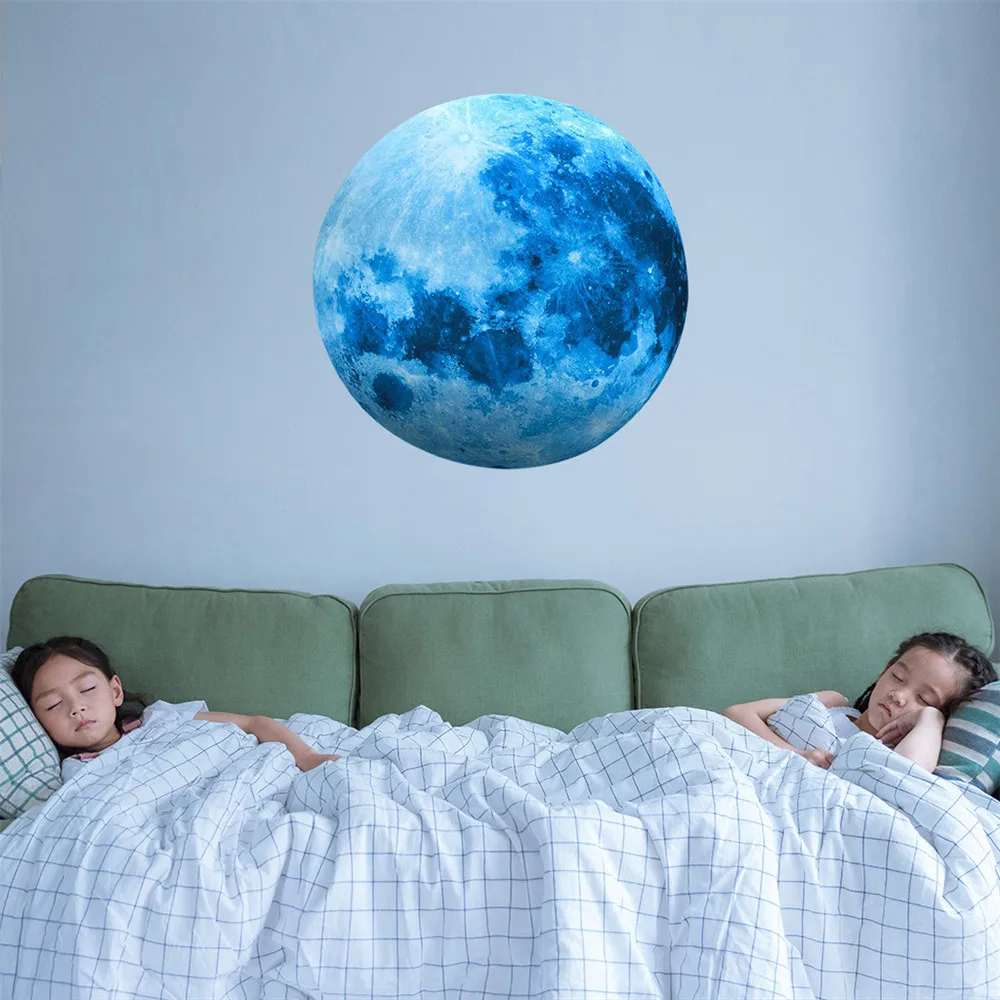 

Luminous Blue Moon Wall Sticker Living Room Bedroom Decoration for Kids Room Home Decals Glow In The Dark Wall Stickers