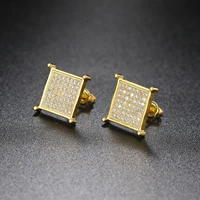 cubic zirconia bling iced out earring sliver gold plating earrings for men women hip hop jewelry stud earrings gifts wholesale