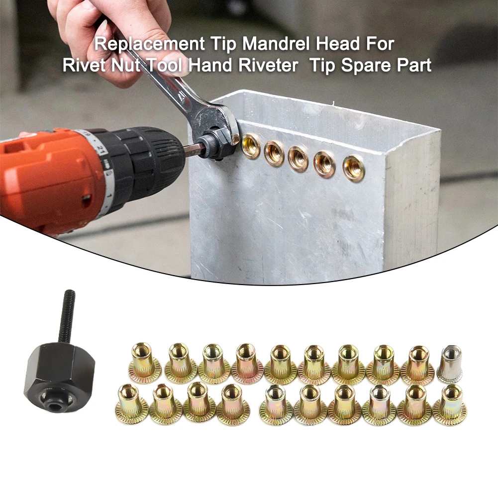 

21 PCS Hand Rivet Nut Gun Head Nut Set Manual Riveter Tool Accessory Nuts M3 M4 M5 M6 M8 M10 Simple Installation Fastener