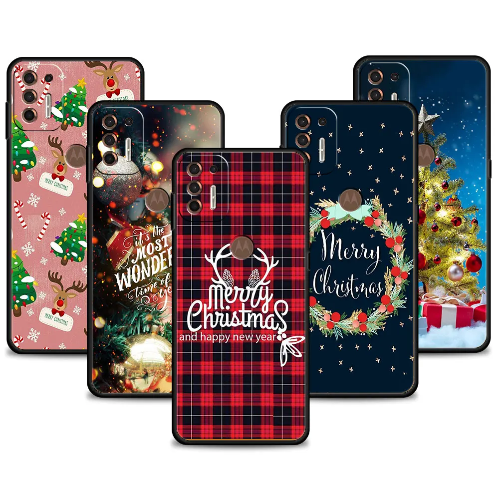 

Phone Case For Motorola G31 E6s G8 Plus Power G30 Edge 20 30 Pro G60 G22 G9 Play G Stylus 2022 Merry Christmas Tree SnowFlakes