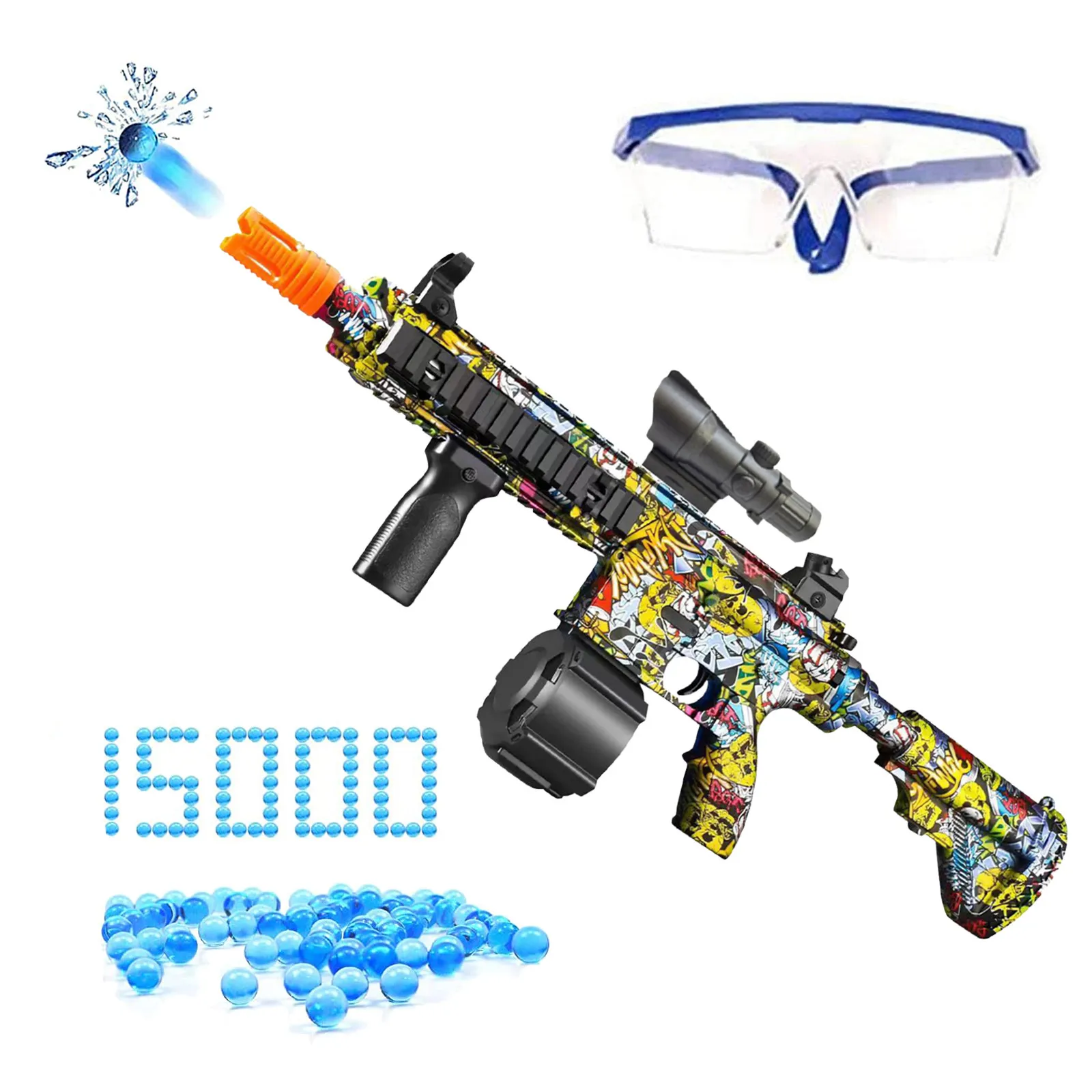 

2022 M416 Manual & Electric Splatter Gun 2-in-1 Gel Ball Blaster With 15000 Eco-Friendly Water Beads Goggles For Outdoor Toys