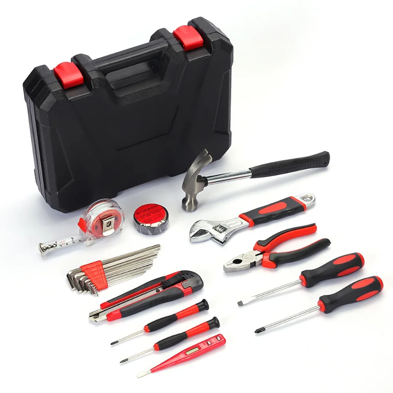 Complete Tools Case Set Kit Professional Hand Toolbox General Household Work Tool Box Repairs Maintenance Metal Carpentry Tools
