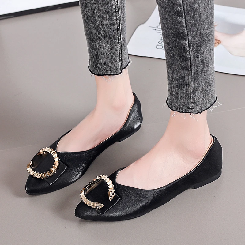 

2022 New Fashion Metal Buckle Shallow Mouth Set Flat Shoes Casual Shoes Women's Outdoor Comfortable Women's Shoes Trend