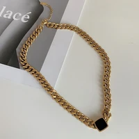 europe and the stainless steel chain necklace square collar bone chain necklace female summer do not fade