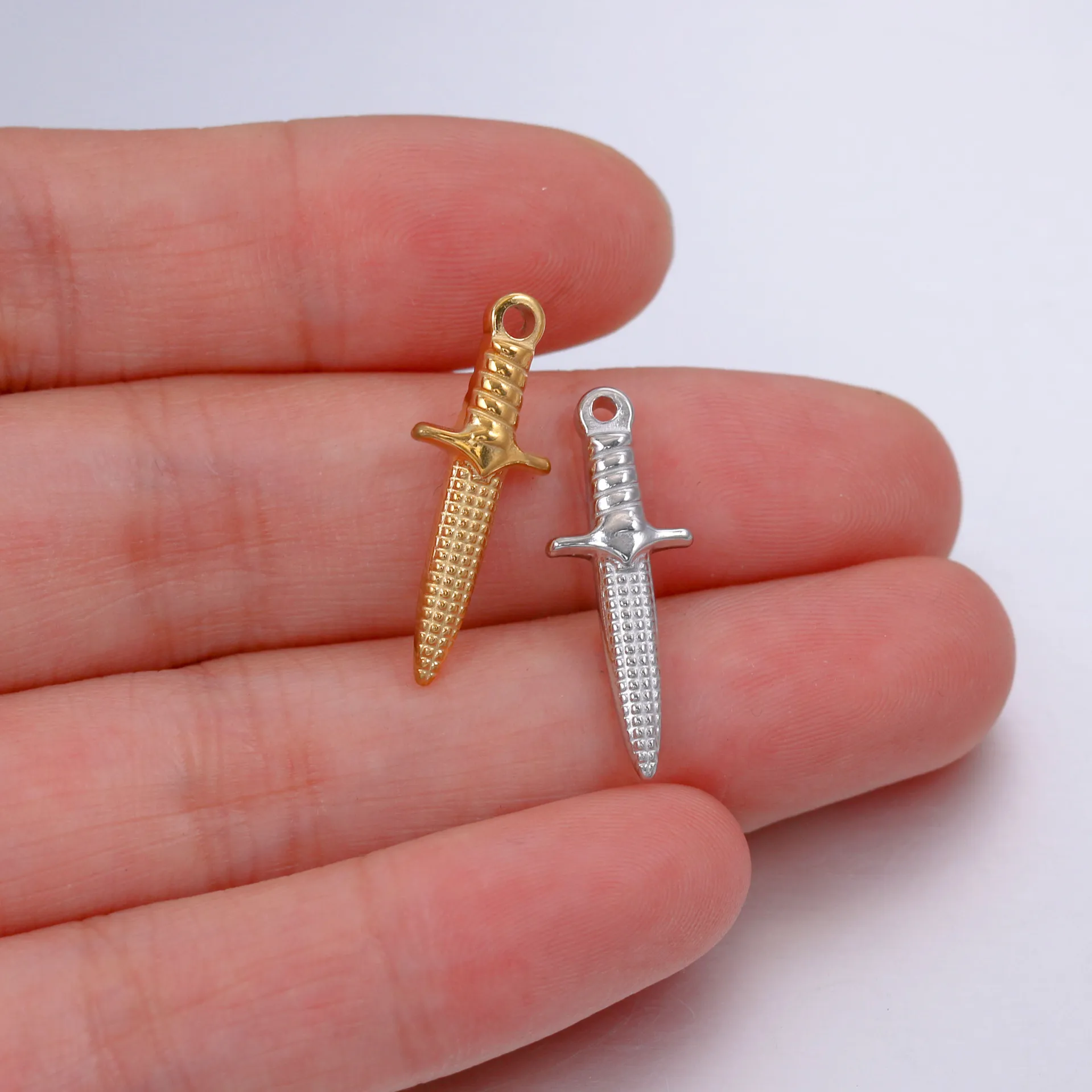 3Pcs/Lot Sword Stainless Steel Charms for Jewelry Making Pendants for DIY Craft Bracelet Necklace Earring Accessories Findings