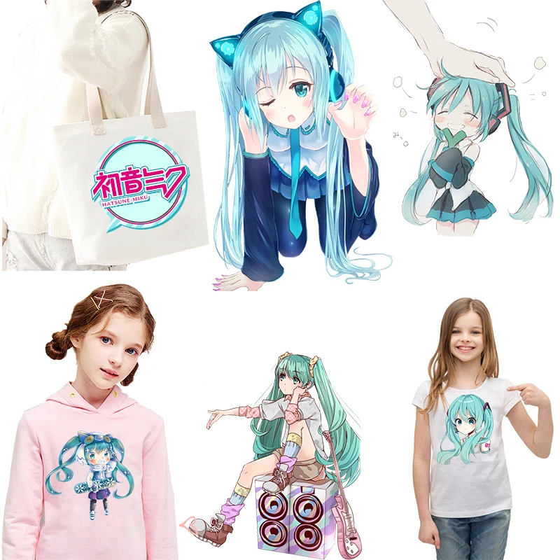 Японские Аниме Хатсуне Мику термоклейкие переводы для одежды брендовые нашивки